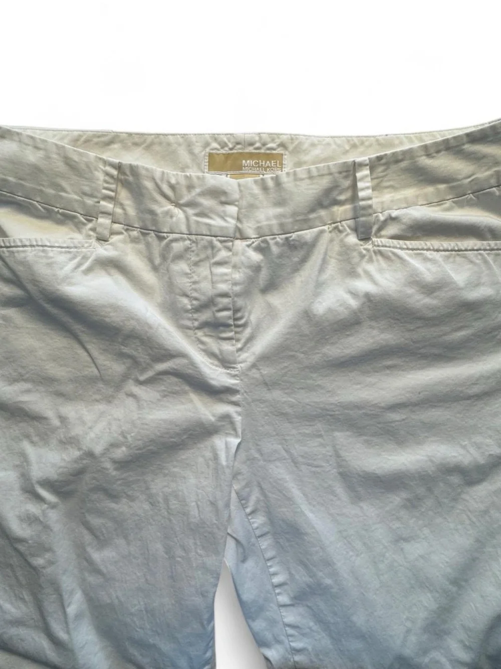 Michael Kors Cream Cotton Blend Flare Pants Women's Size 10 Minimalist Resort